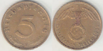 1939 B Germany 5 Pfennig A005921.